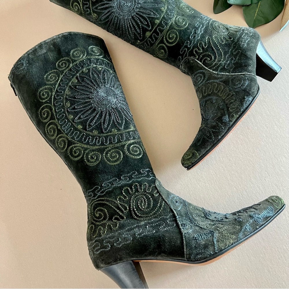 Artemis Design Co. Embroidered Heeled Boots - Picture 2 of 15